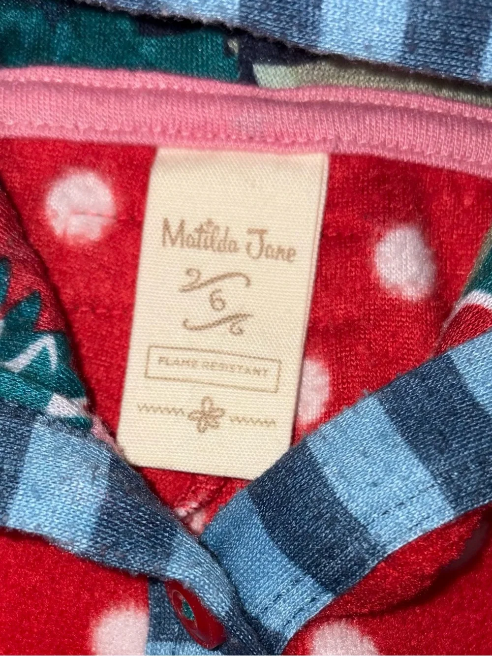 Matilda Jane Snuggle Time fleece hooded one piece pajamas sz 6 EUC smoke free